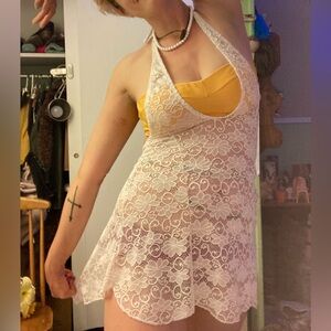 Sheer White Lacey LINGERIE MINI DRESS / OSFM